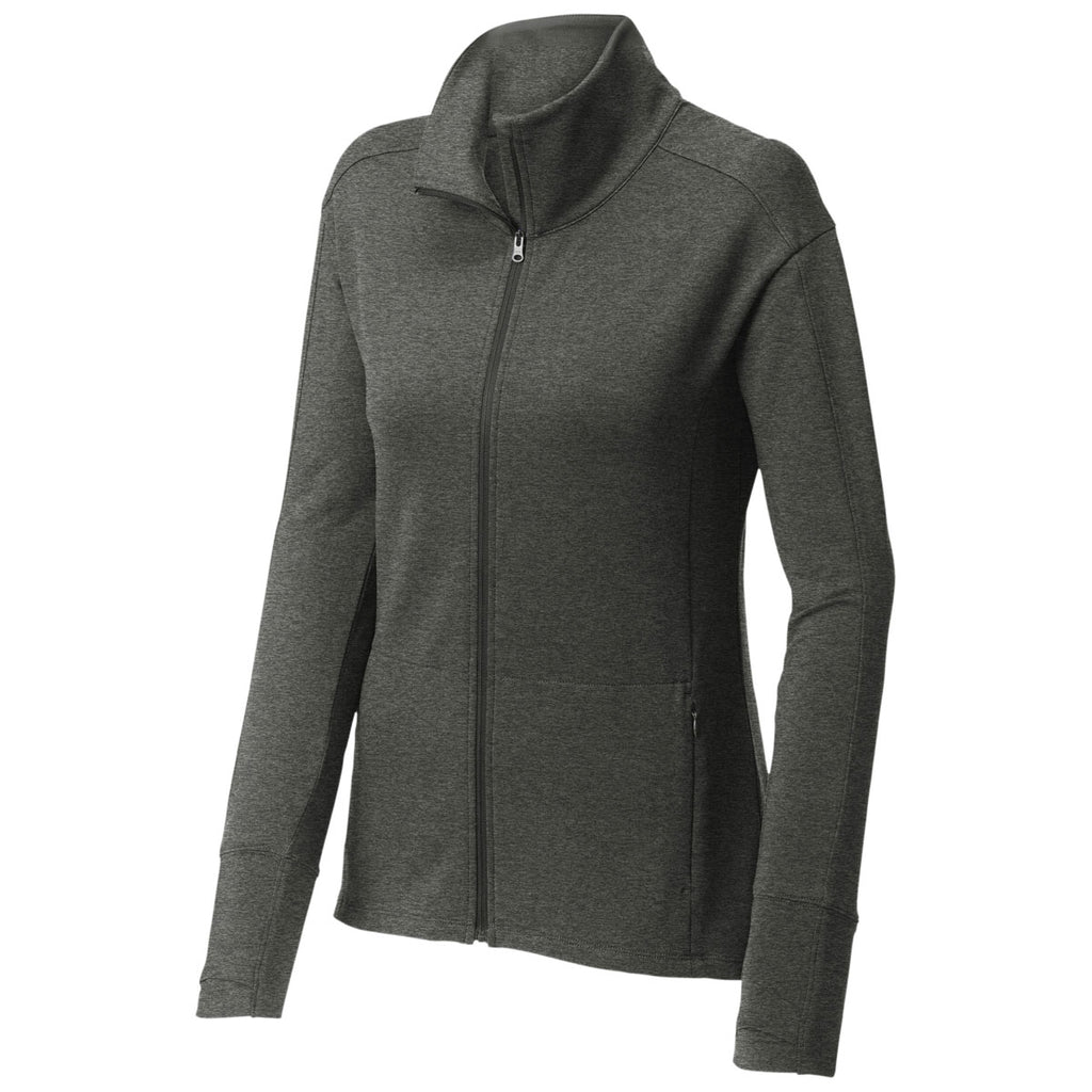 Sport-Tek Women's Dark Grey Heather Sport-Wick Flex Fleece Full-Zip