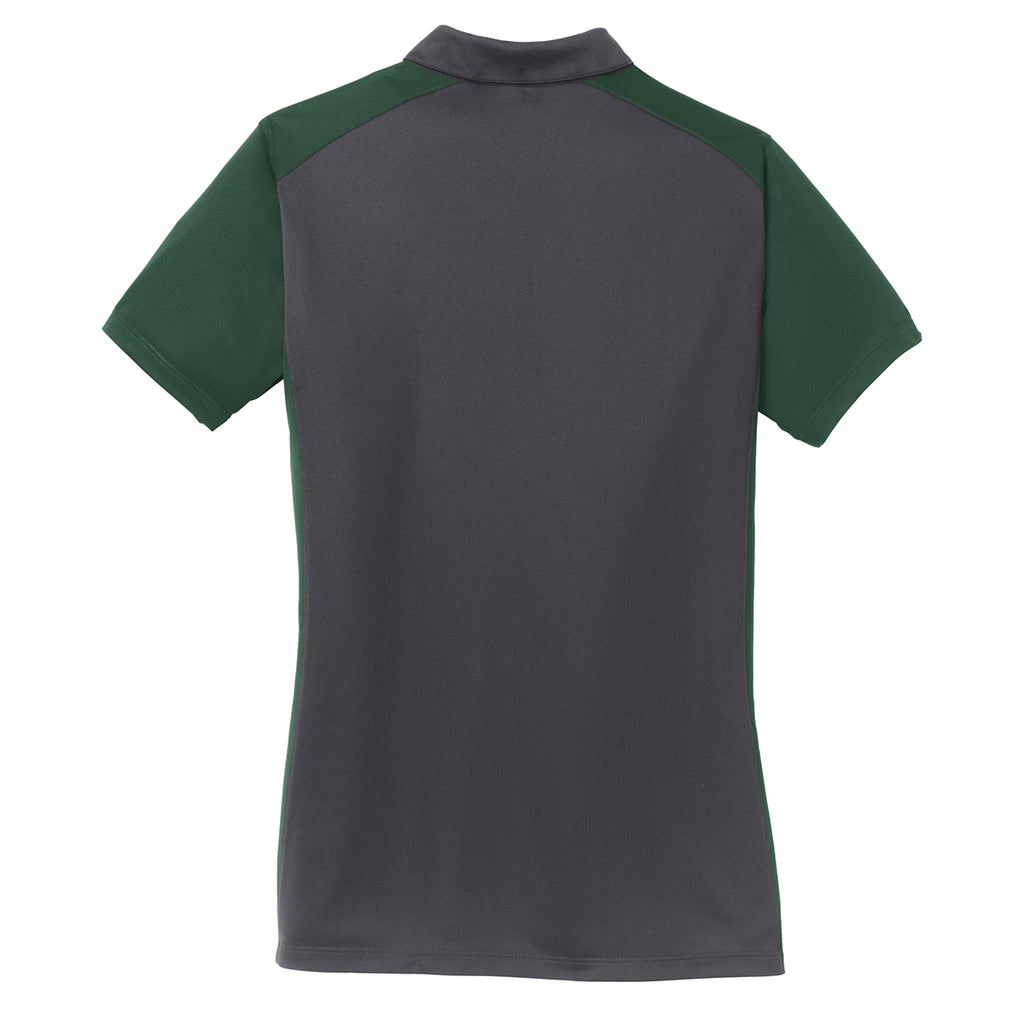 Sport-Tek Women's Iron Grey/Forest Green Colorblock Micropique Sport-Wick Polo