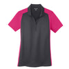 Sport-Tek Women's Iron Grey/Pink Raspberry Colorblock Micropique Sport-Wick Polo