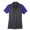 Sport-Tek Women's Iron Grey/Purple Colorblock Micropique Sport-Wick Polo