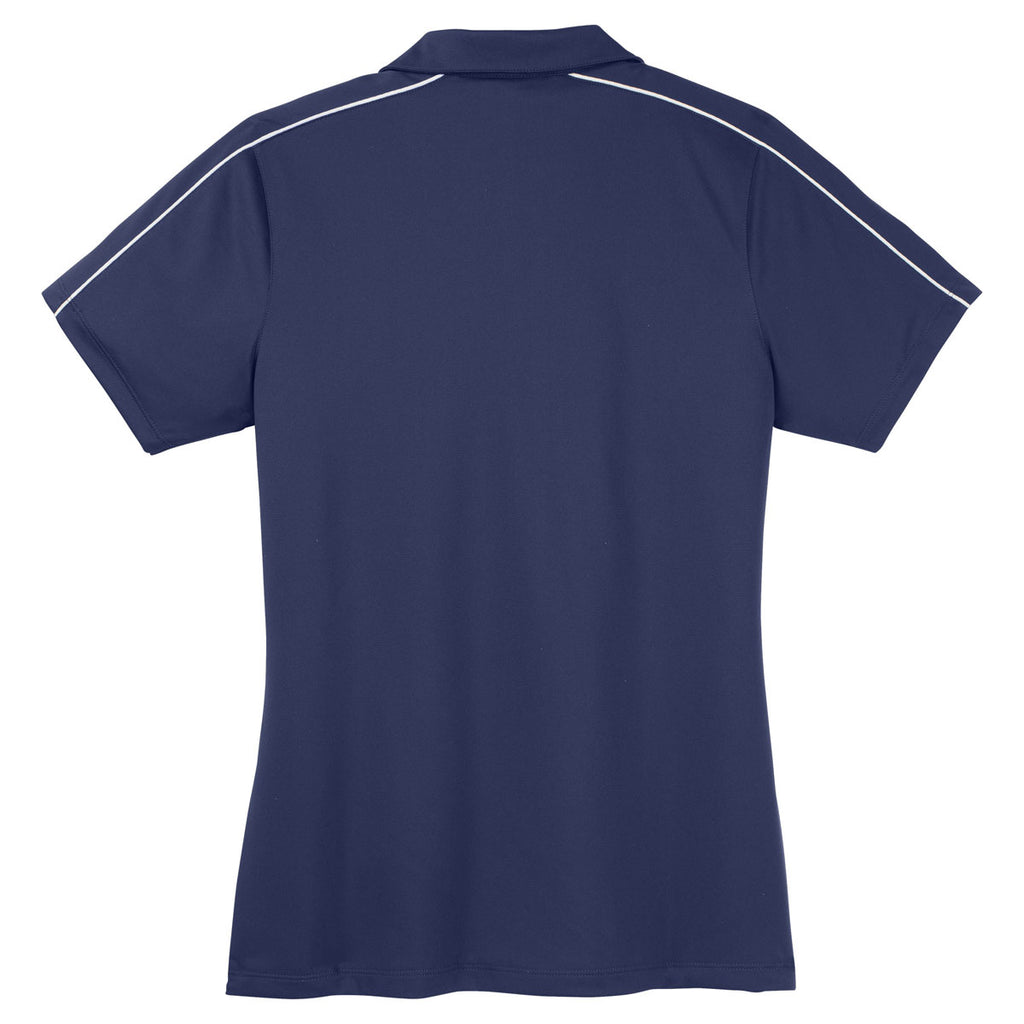 Sport-Tek Women's True Navy/White Micropique Sport-Wick Piped Polo