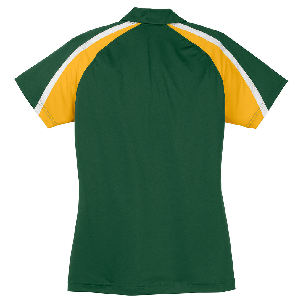 Sport-Tek Women's Forest Green/Gold/White Tricolor Micropique Sport-Wick Polo