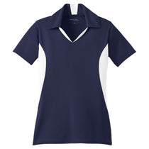 Sport-Tek Women's True Navy/White Side Blocked Micropique Sport-Wick Polo