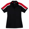 Sport-Tek Women's Black/True Red/White Tricolor Shoulder Micropique Sport-Wick Polo