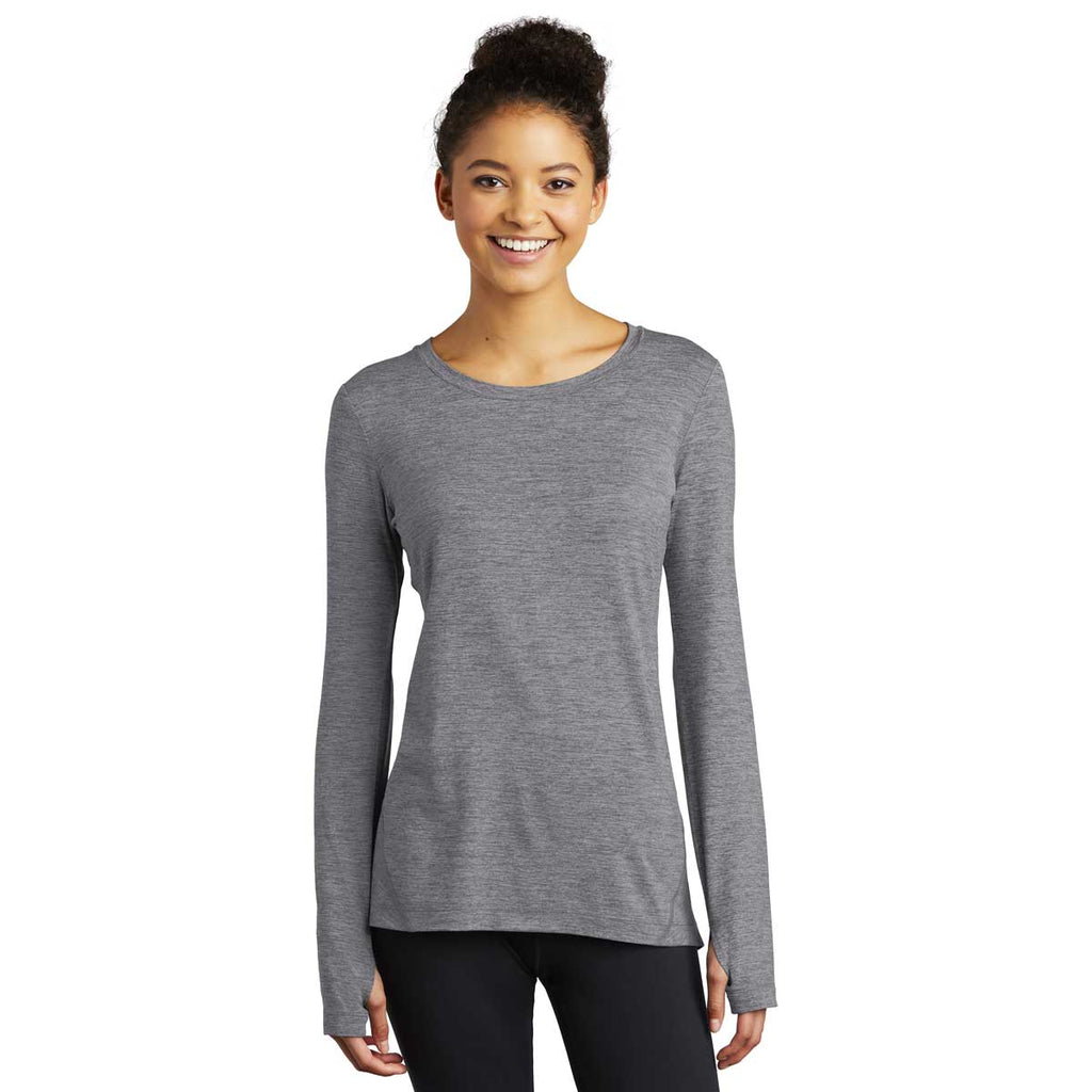 Sport-Tek Women's Grey Heather Exchange 1.5 Long Sleeve Crew