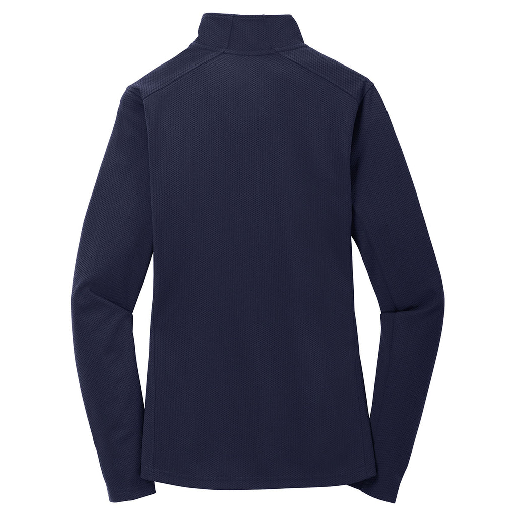 Sport-Tek Women's True Navy Sport-Wick Textured 1/4-Zip Pullover