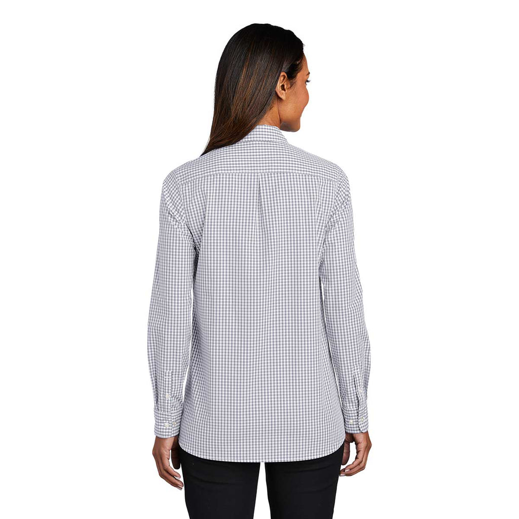 Port Authority Women's Gusty Grey/White Broadcloth Gingham Easy Care Shirt