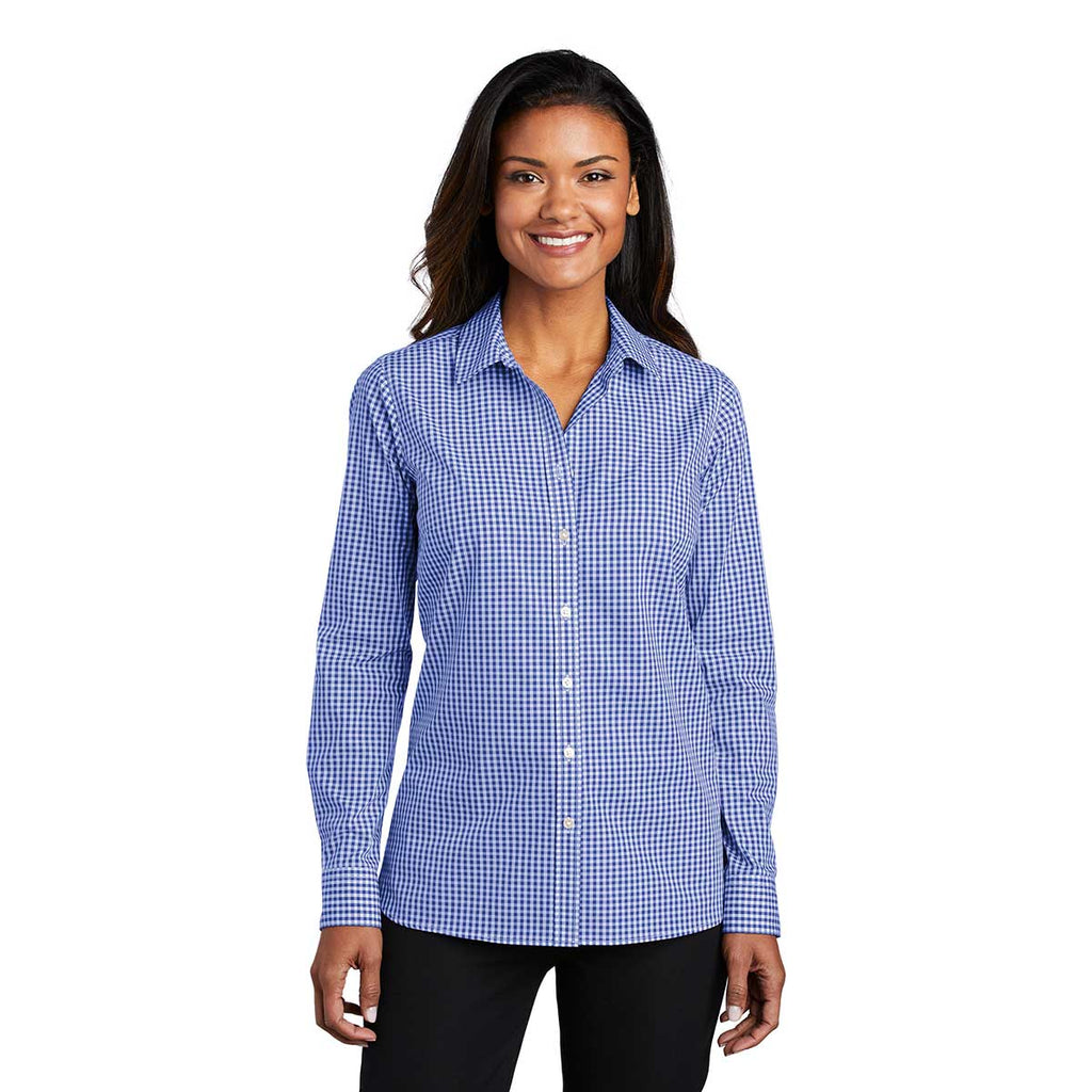 Port Authority Women's True Royal/White Broadcloth Gingham Easy Care Shirt