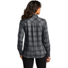 Port Authority Women's Grey/Black Open Plaid Plaid Flannel Shirt