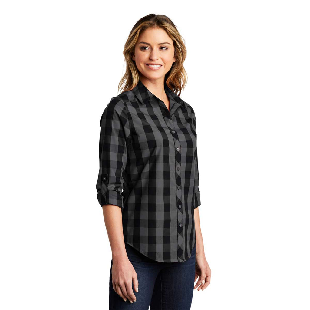 Port Authority Women's Black Everyday Plaid Shirt