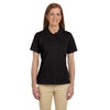 Harriton Women's Black 6 oz. Ringspun Cotton Pique Short-Sleeve Polo