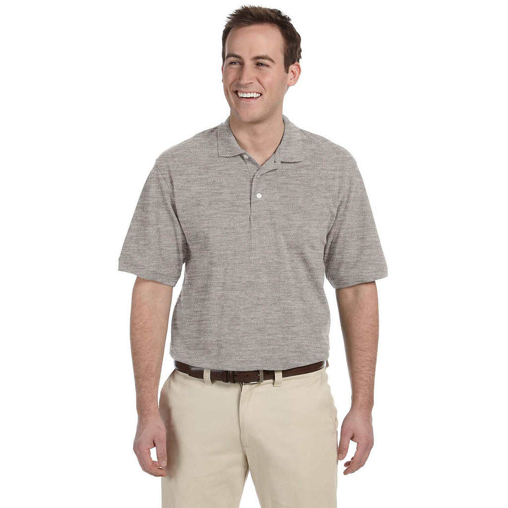 Harriton Men's Grey Heather 5.6 oz. Easy Blend Polo