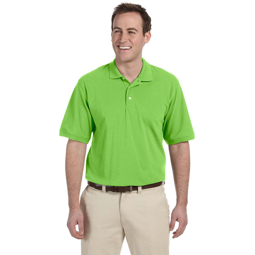 Harriton Men's Lime 5.6 oz. Easy Blend Polo