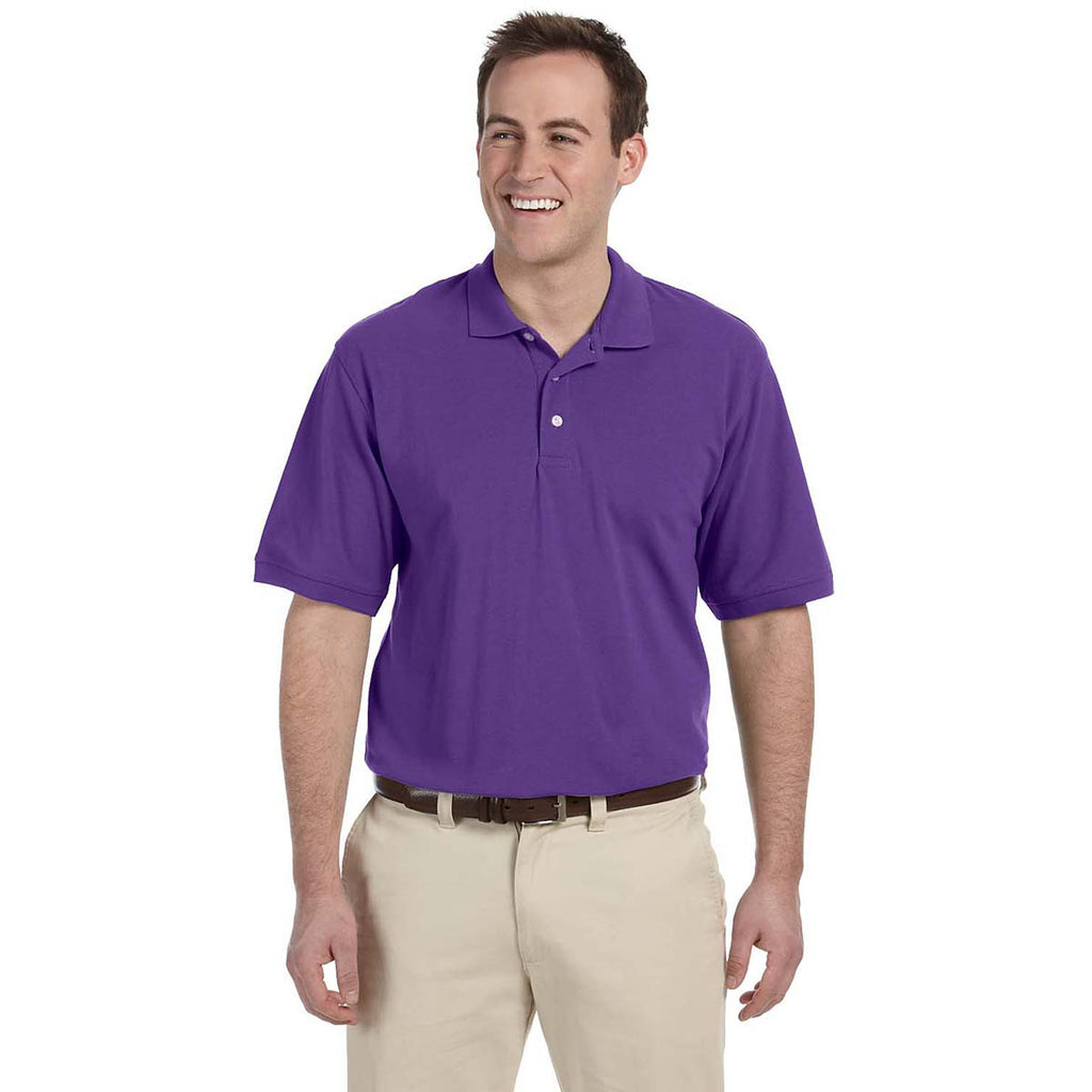 Harriton Men's Team Purple 5.6 oz. Easy Blend Polo