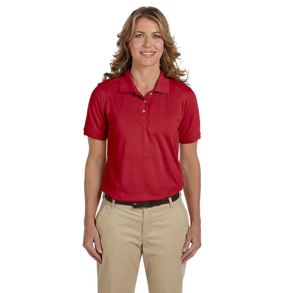 Harriton Women's Red 5.6 oz. Easy Blend Polo