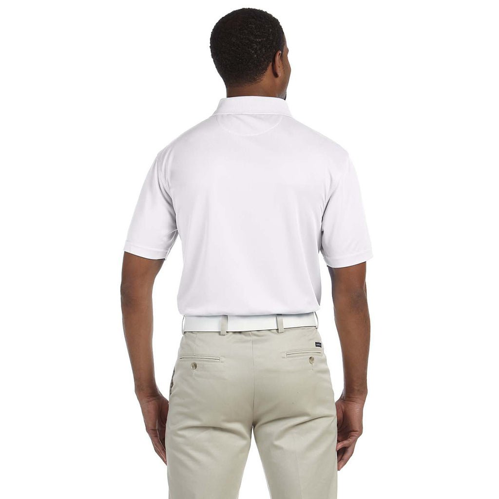 Harriton Men's White 4 oz. Polytech Polo