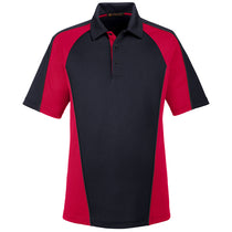 Harriton Men's Black/Red/Dark Charcoal Advantage Snag Protection Plus Colorblock Polo
