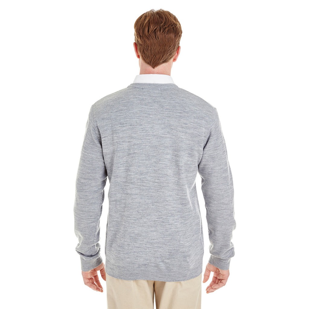 Harriton Men's Grey Heather Pilbloc V-Neck Sweater