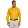 Harriton Men's Sunray Yellow Easy Blend Long-Sleeve Twill Shirt with Stain-Release