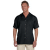 Harriton Men's Black Bahama Cord Camp Shirt