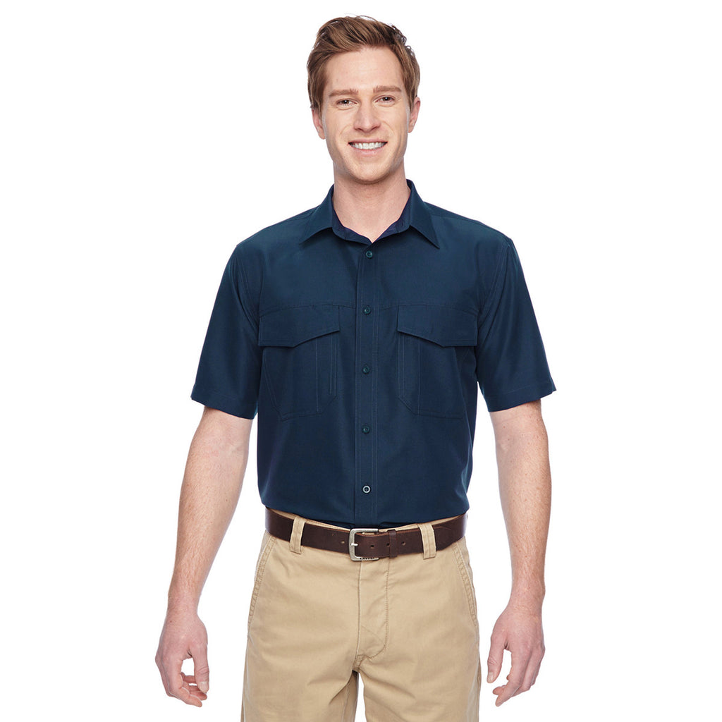 Harriton Men's Navy Key West Short-Sleeve Performance Staff Shirt