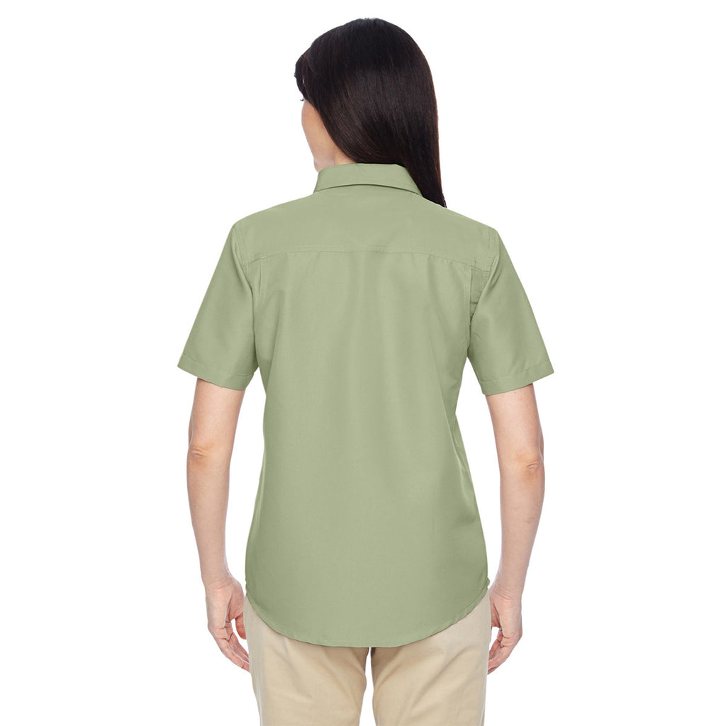 Harriton Women's Green Mist Key West Short-Sleeve Performance Staff Shirt