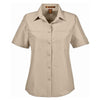 Harriton Women's Khaki Key West Short-Sleeve Performance Staff Shirt