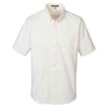 Harriton Men's White Foundation 100% Cotton Short-Sleeve Twill Shirt Teflon