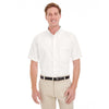 Harriton Men's White Foundation 100% Cotton Short-Sleeve Twill Shirt Teflon