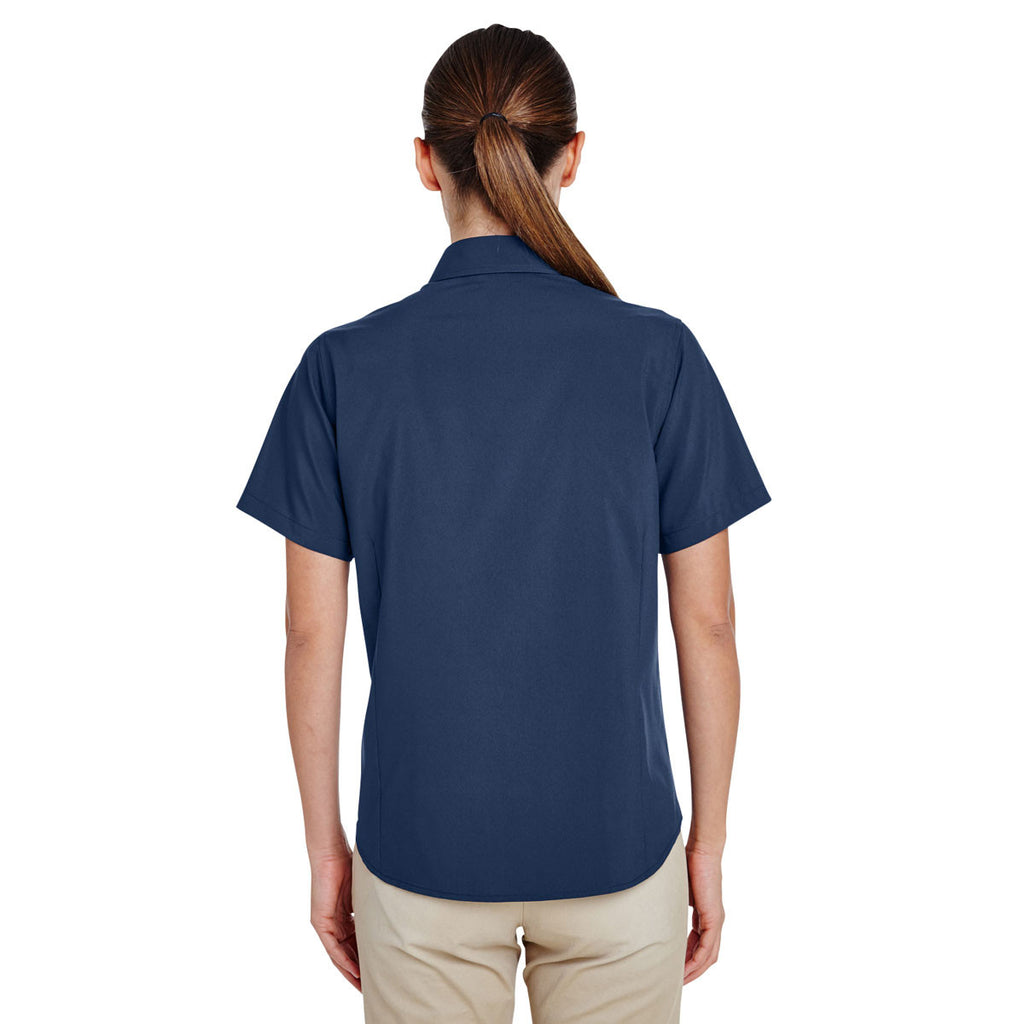 Harriton Women's Navy Paradise Short-Sleeve Performance Shirt