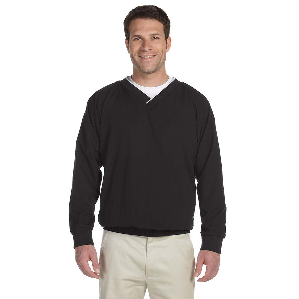 Harriton Men's Black/White Microfiber Wind Shirt