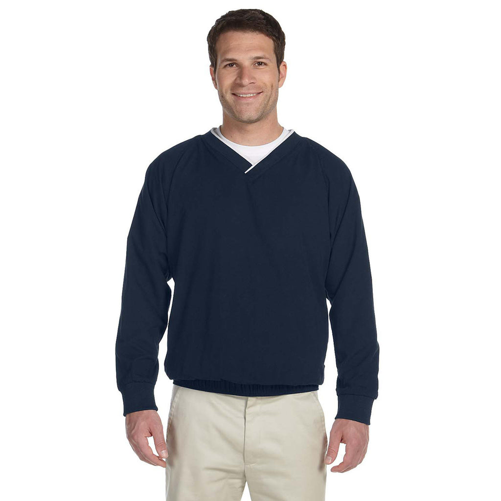 Harriton Men's Navy/White Microfiber Wind Shirt