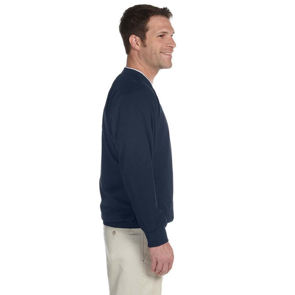 Harriton Men's Navy/White Microfiber Wind Shirt