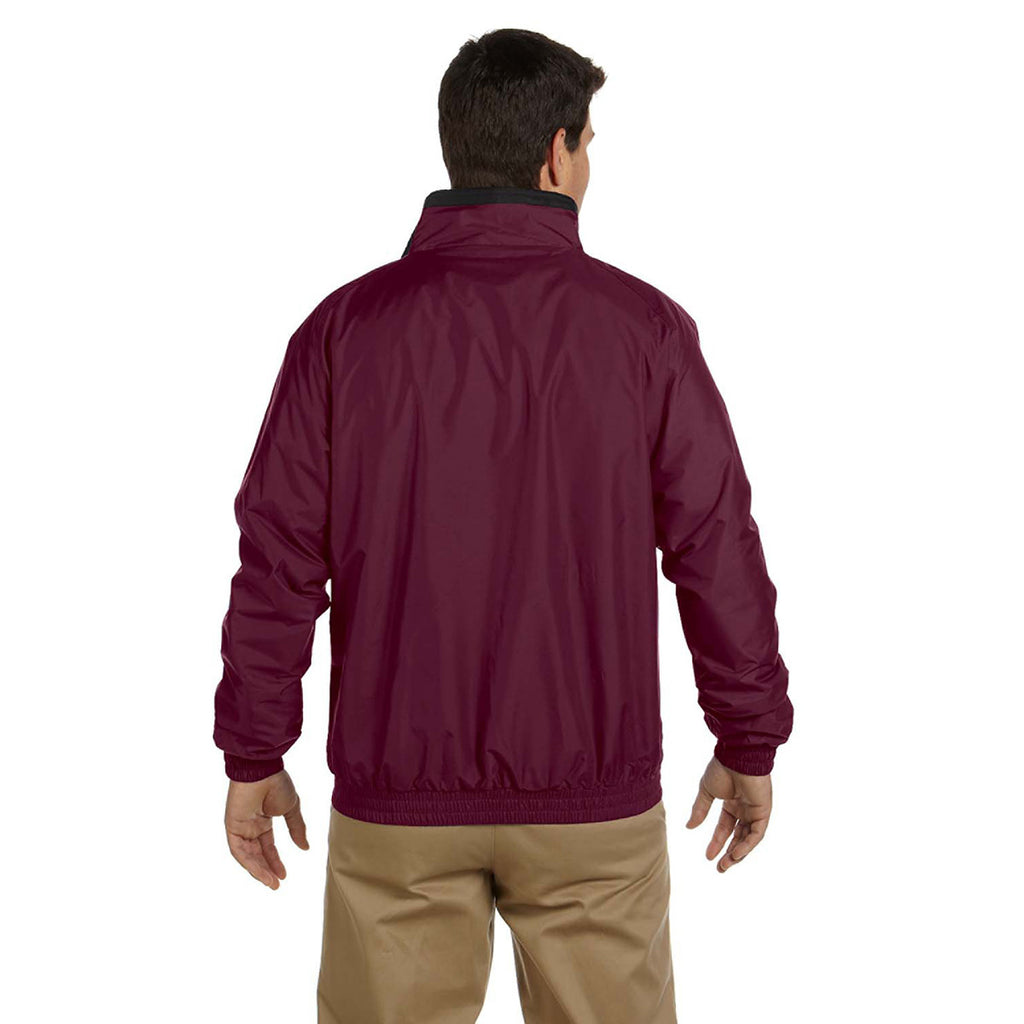 Harriton Men's Maroon/Black Fleece-Lined Nylon Jacket