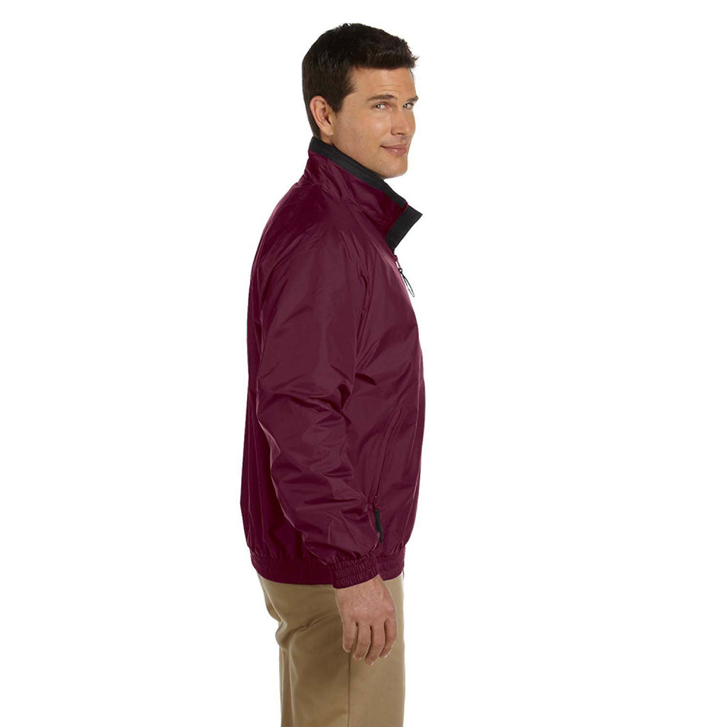 Harriton Men's Maroon/Black Fleece-Lined Nylon Jacket