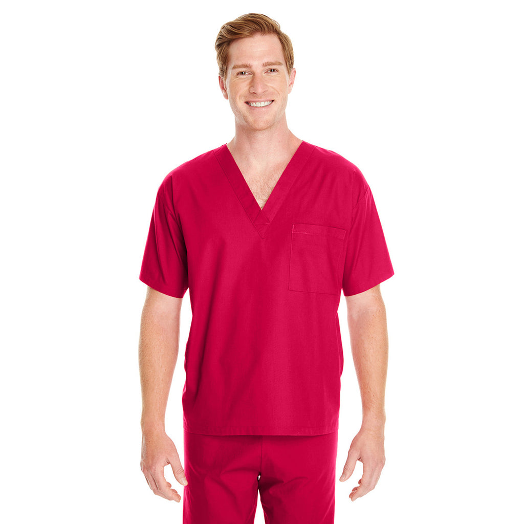 Harriton Men's Red Restore 4.9 oz. Scrub Top