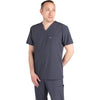 TiScrubs Men's Charcoal Grey Stretch Double-Pocket Scrub Top