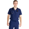 TiScrubs Men's Navy Blue Stretch Double-Pocket Scrub Top