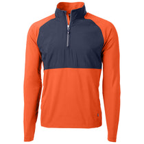 Cutter & Buck Men's College Orange/Navy Blue Adapt Eco Knit Hybrid Recycled Quarter Zip