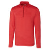 Cutter & Buck Men's Cardinal Red Heather DryTec Holman Stripe Half-Zip