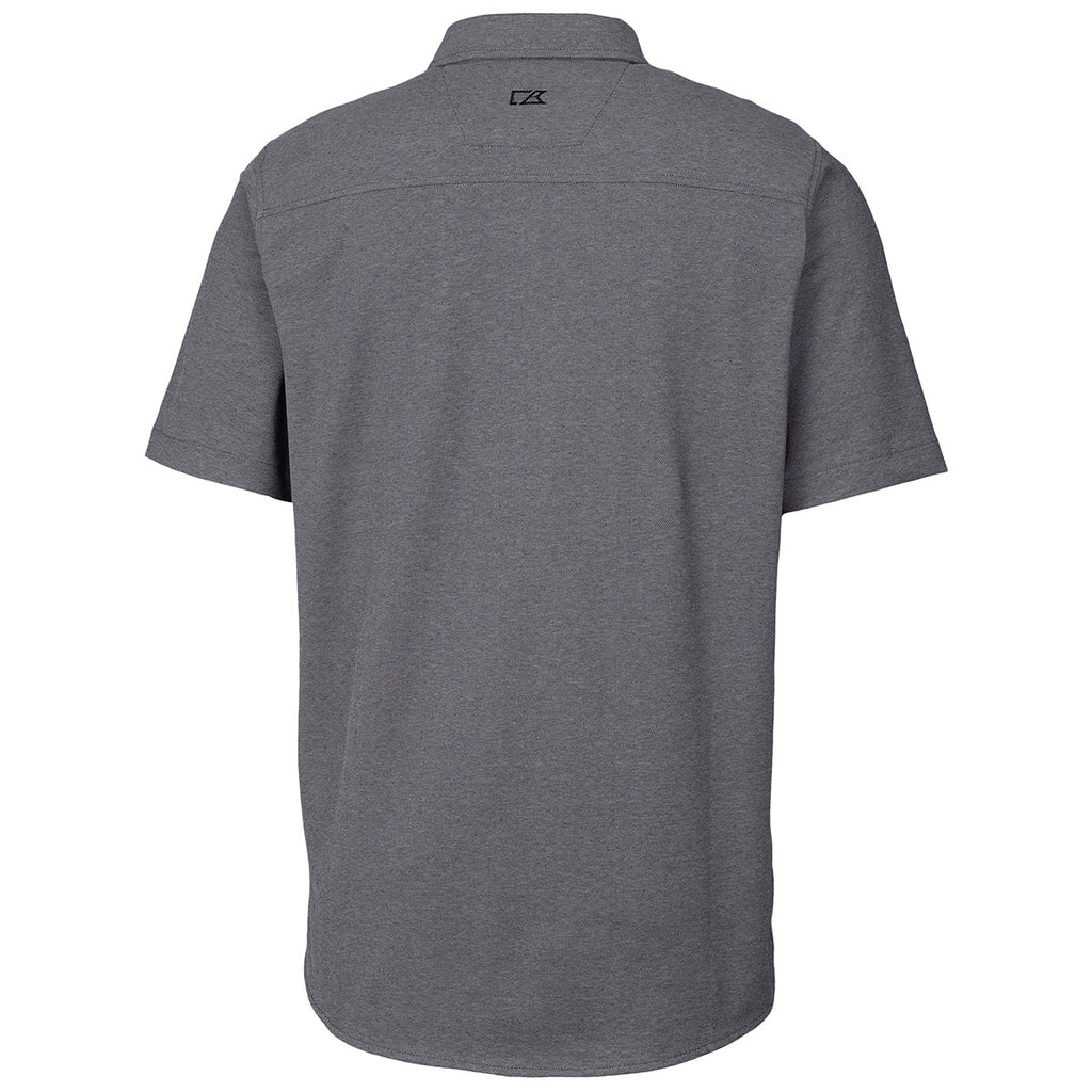 Cutter & Buck Men's Charcoal Reach Oxford Button Front Short Sleeve