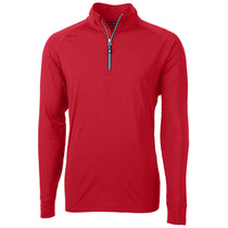 Cutter & Buck Men's Red Adapt Eco Knit Stretch Recycled Quarter Zip Pullover