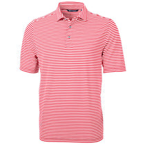 Cutter & Buck Men's Red Virtue Eco Pique Stripped Recycled Polo