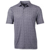 Cutter & Buck Men's Black/Polished Pike Magnolia Print Stretch Polo