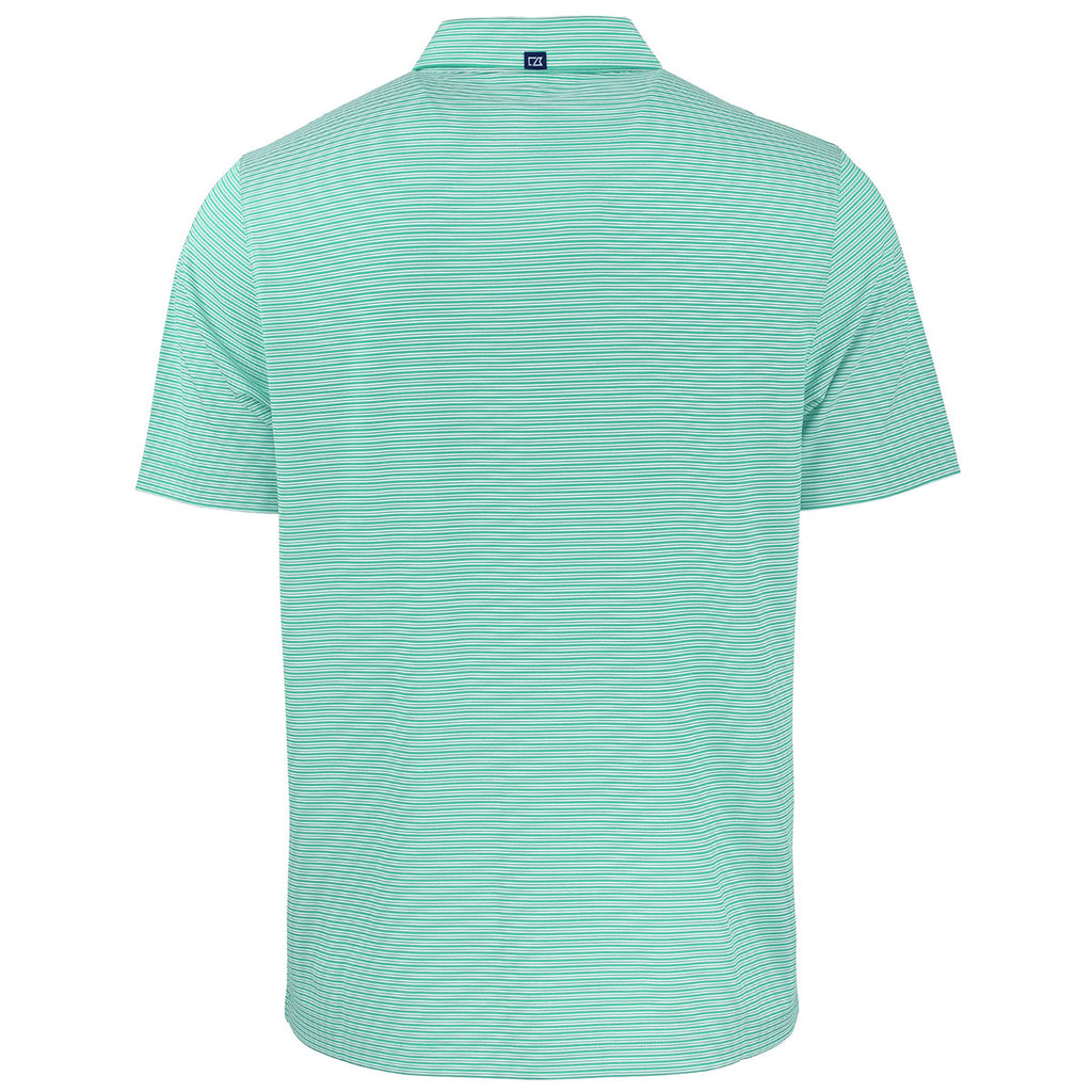 Cutter & Buck Men's Fresh Mint/White Forge Eco Double Stripe Stretch Recycled Polo