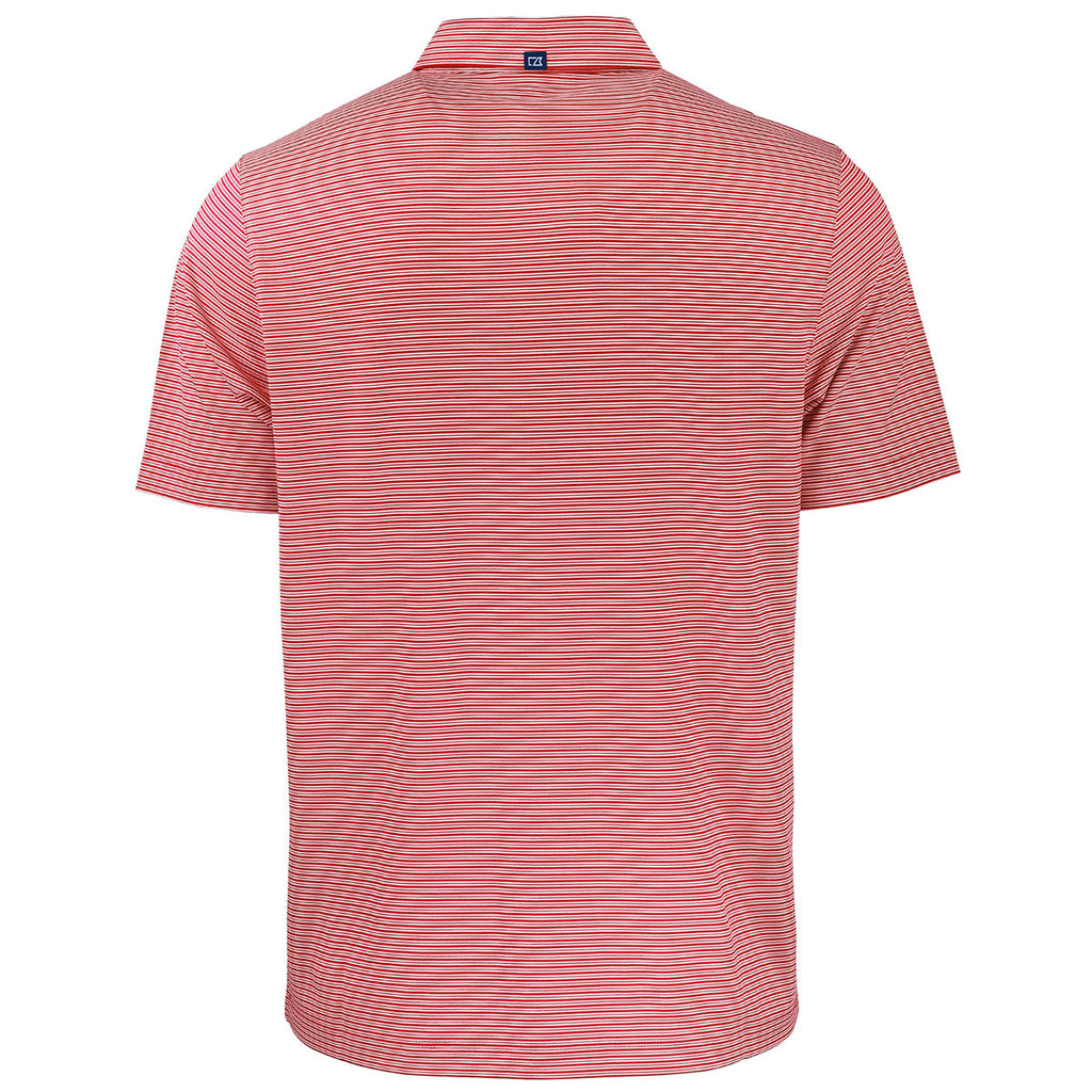 Cutter & Buck Men's Red/White Forge Eco Double Stripe Stretch Recycled Polo