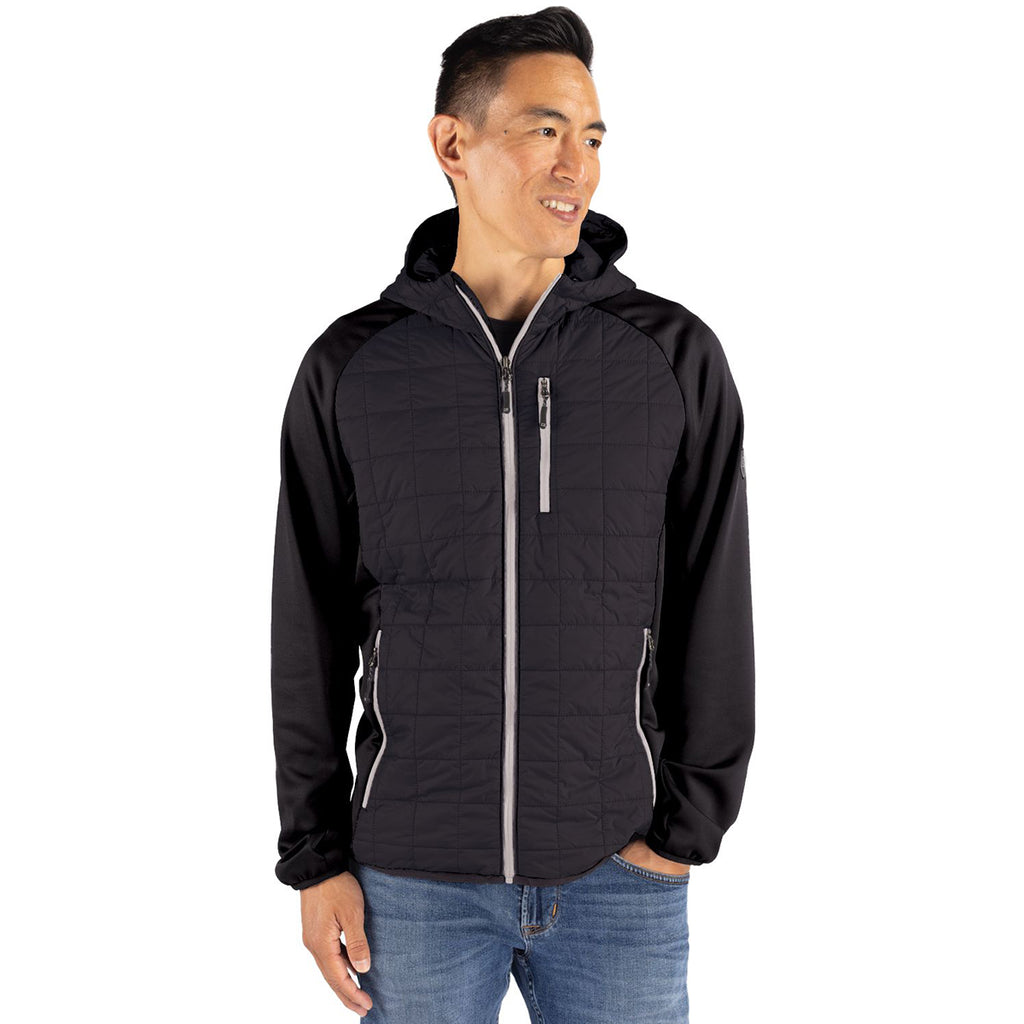 Cutter & Buck Men's Black Rainier Primaloft Eco Full Zip Hybrid Jacket