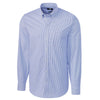 Cutter & Buck Men's French Blue Long Sleeve Epic Easy Care Tailored Fit Stretch Oxford Stripe Shirt