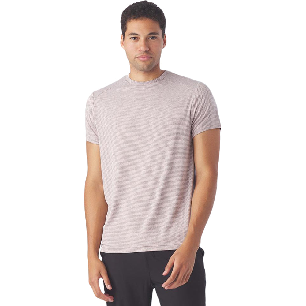 Glyder Men's Mauve Heather and White Stripe Salton Short Sleeve