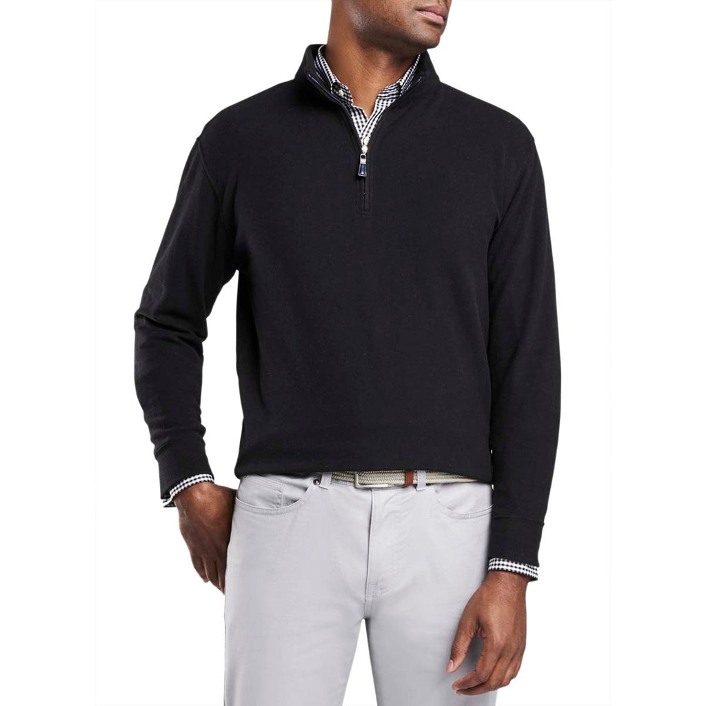 Peter Millar Men's Black Tri-Blend Melange Fleece Quarter-Zip